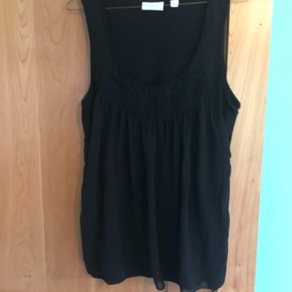 New York and company stretch black overlay tank top large